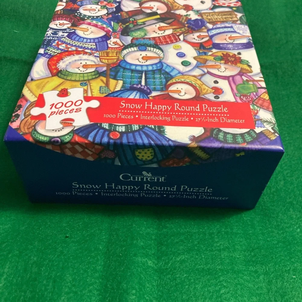 🧩3 For $25 - Current Snow Happy Round Puzzle Snowmen Multicolor 1000 Pieces - Picture 8 of 9